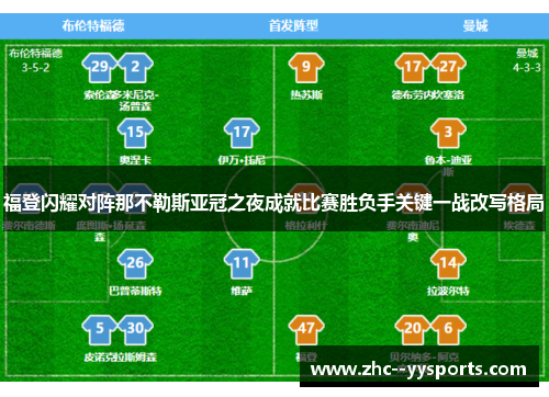 福登闪耀对阵那不勒斯亚冠之夜成就比赛胜负手关键一战改写格局