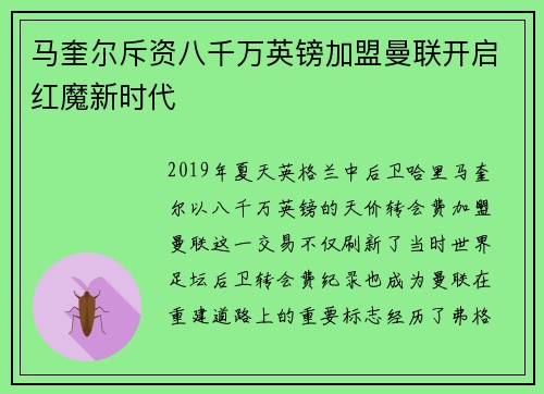 马奎尔斥资八千万英镑加盟曼联开启红魔新时代